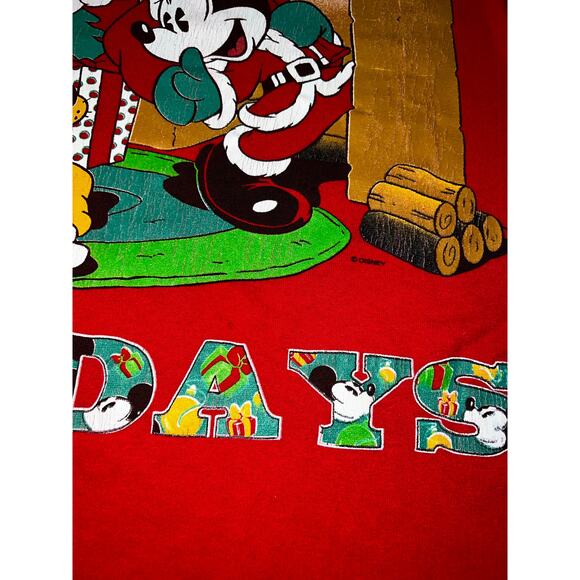 Vintage Disney Christmas Tshirt Mickey Mouse Santa and pluto Happy Holiday read* - Picture 6 of 9